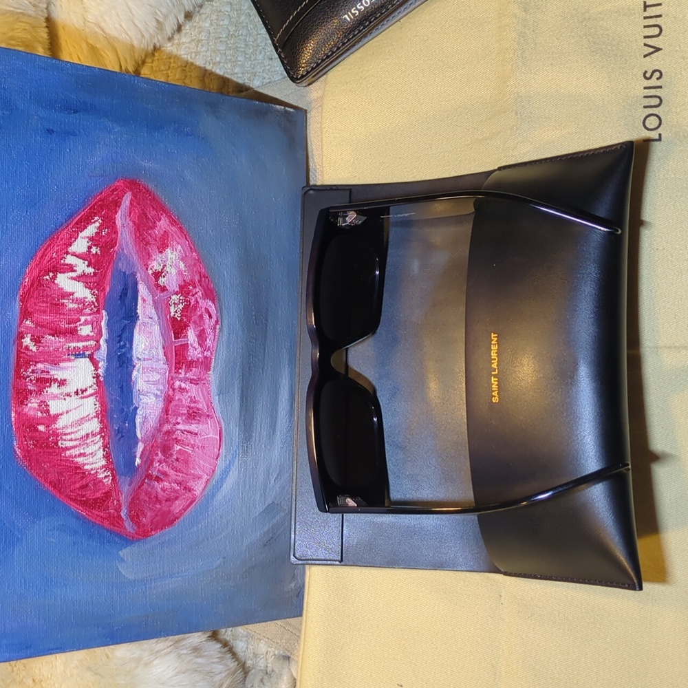 Saint Laurent (YSL) Black Rectangular Sunglasses … - image 8